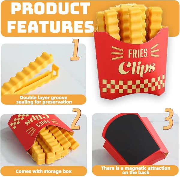 24-pack pommes frites påsklämmor - roliga matpåsklämmor med magneter