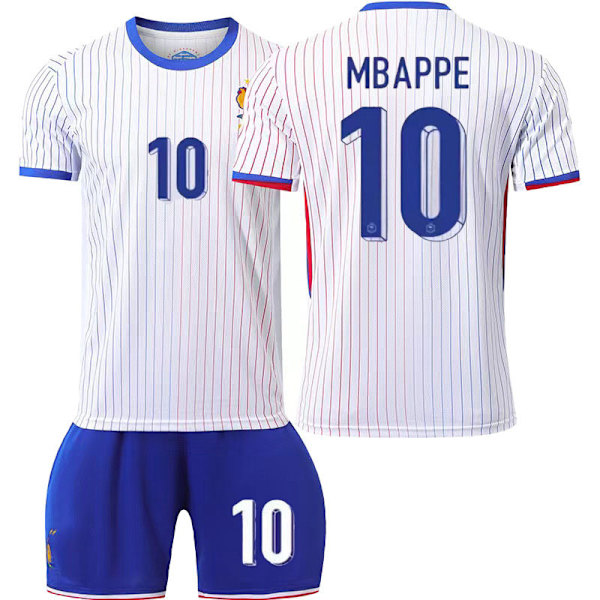 2024 EM Frankrike bortaställ nummer 10 Mbappe fotbollströja set 11 Dembele landslagströja Mbappe No.10 XS