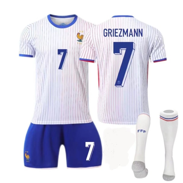 2024 Europamästerskap Frankrike bortaställ nummer 10 Mbappe fotbollströja set 11 Dembele landslagströja Blank version+socks 20 yards