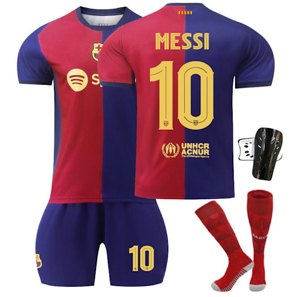 2425 Barcelona hemmatröja 19 Yamal 8 Pedri 10 Messi fotbollströja set tröja Size 10+socks+leg guards 18 yards