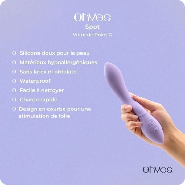 Vibromasseur til G-punktet, Feminine OHYES Lavendel, G-punkt sekslegetøj, Intense, multiple og diskrete orgasmer