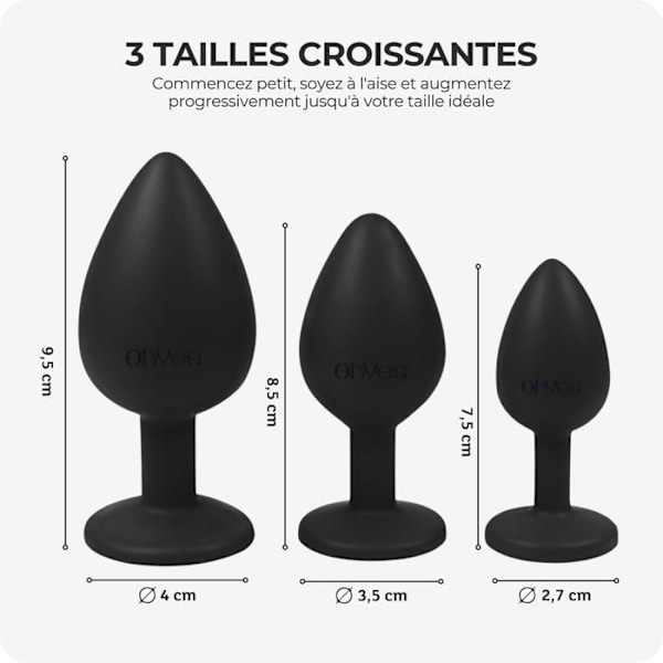OHYES Metallinen peräaukkojen liitinsetti 3 osaa - Peräaukkojen liitinsetti miehille ja naisille - Vaaleanpunainen