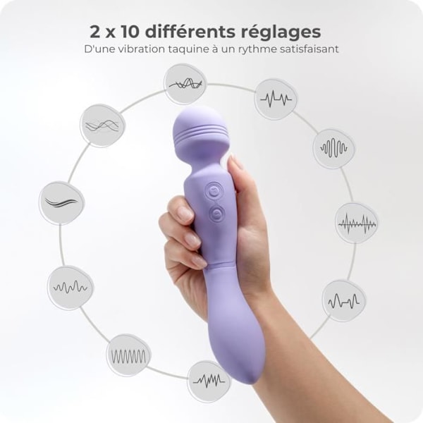 Vibrerende dildo til kvinder med to ender - Vibrerende wand, klitoris- og G-punktsstimulator, OHYES wand lavendel, sexlegetøj til kvinder
