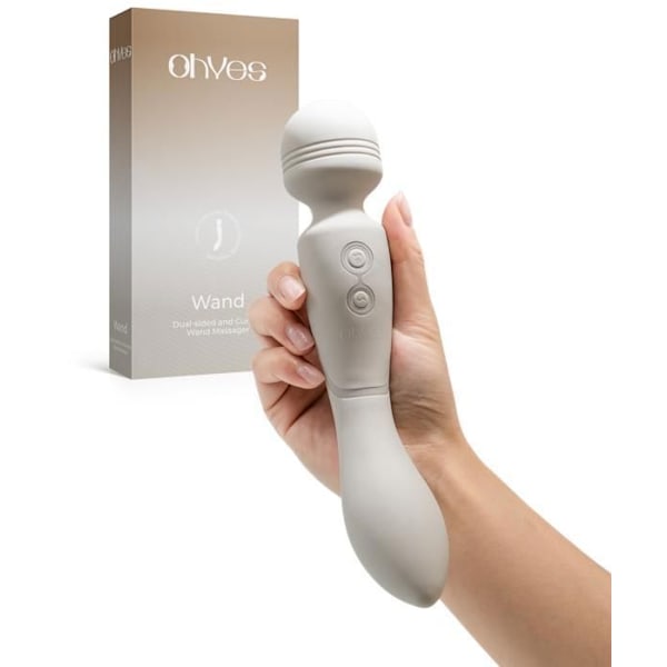 Vibromasseör för kvinnor med två ändar - Vibromassörstav, klitorisstimulator och G-punkt, OHYES stav beige, sexleksak för kvinnor
