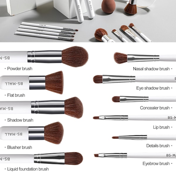 BS26 - BS-MALL 15 st. exklusiva Make-up / sminkborstar av Bästa Kvalité