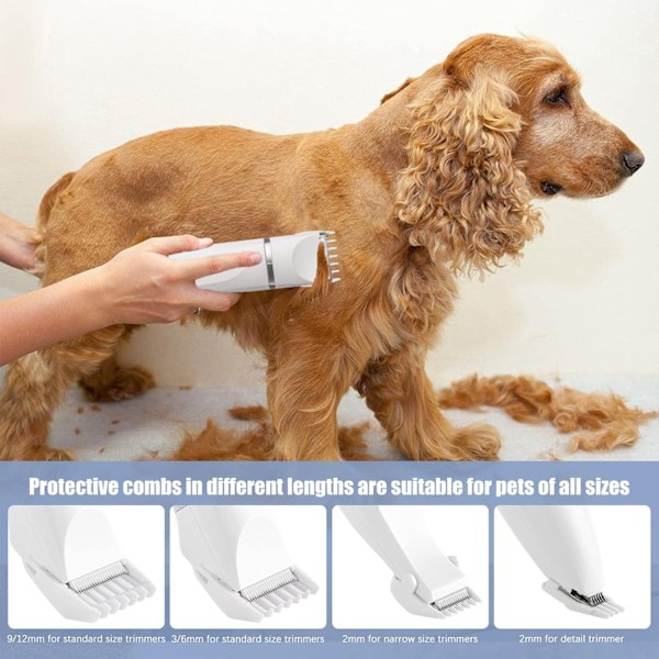 4-i-1 Hund och katt trimmer för Tjock Päls, Sladdlös, 7 Tillbehör, med Nagelborr, Tyst, Tystgående Pälstrimmer Guld one size