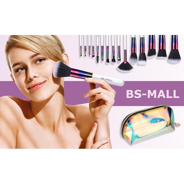 BS27 - BS-MALL 18 st. exklusiva Make-up / sminkborstar av Bästa Kvalité