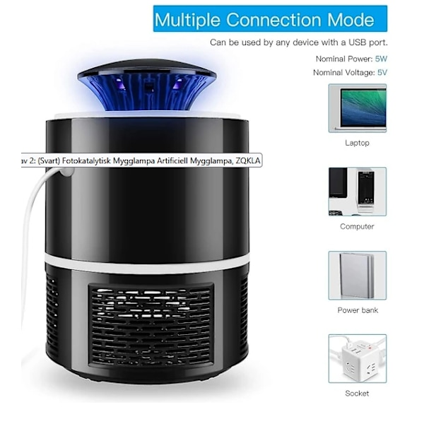 Fotokatalytisk Mygglampa Artificiell Mygglampa Svart