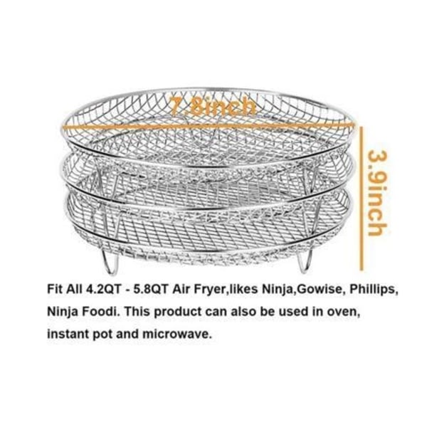 3st Air Fryer Rack Airfryer Korg Fack Rostfritt stål - Round