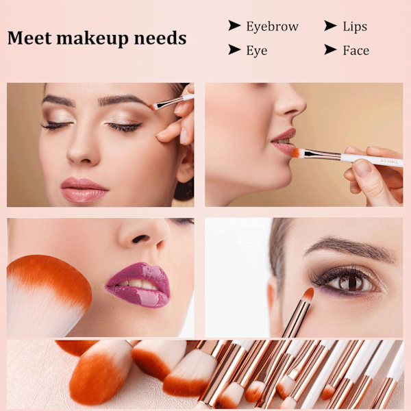 BS10 - BS-MALL 15 st. exklusiva Make-up / sminkborstar av Bästa Kvalité