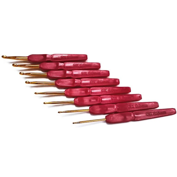 N143 - Set med 8 st. ergonomiska virknålar multifärg one size