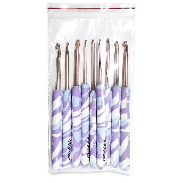 N128 - Set med 11 st. ergonomiska virknålar med snyggt skaft multifärg one size