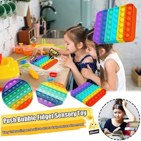 2-pack Pop It Fidget Toy Original - Regnbåge - CE Godkända