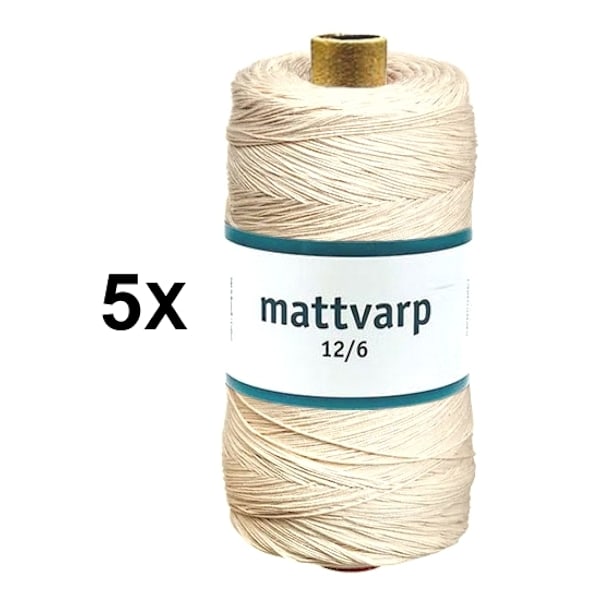 5 st. rullar Extra stark Mattvarp 12/6 Oblekt 500 gr / rulle - 100% ekologisk bomullsmattvarp Natur one size