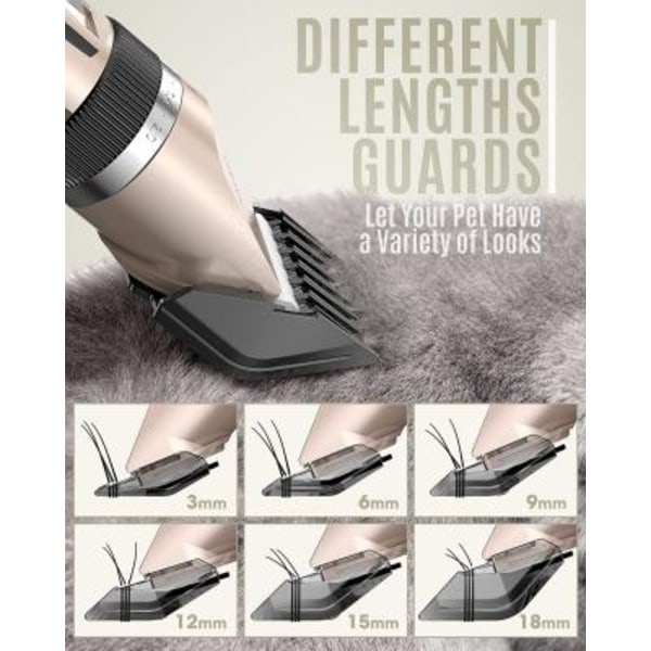 Professionell Pälstrimmer för Hund & Katt - Guld - Grooming Hair Clipper Guld one size