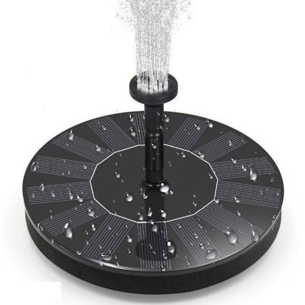 Vattenfontän solcellsdriven 16 cm Svart