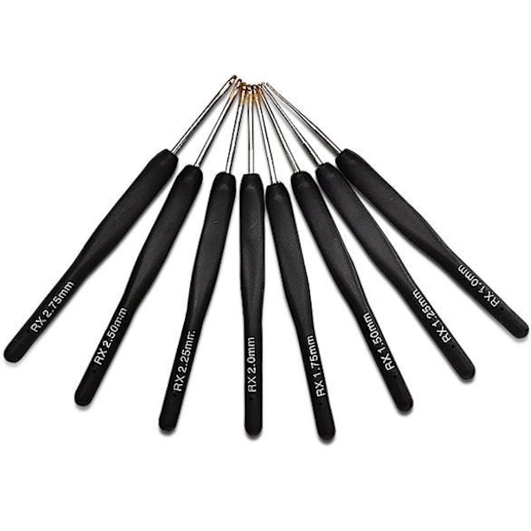 N026 - Set med 8 st. ergonomiska virknålar multifärg one size