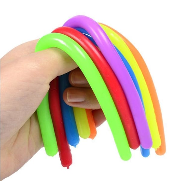 6-pack Stretchy Noodle String Neon Children Fidget Sensory Toy - Blandade färger multifärg one size