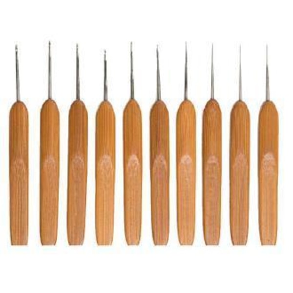 N007 - Set med 8 st. virknålar i finaste bambu multifärg one size