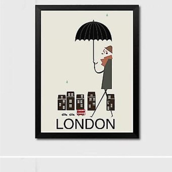 Wekity Minimalistisk Stadslandskap 4 Väggkonst Canvas Print Poster, Enkel Mode Vattenfärg Konst Ritning Dekoration för Hem Vardagsrum Sovrum Kontor och Chi