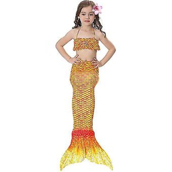 Kids Swimwear Girls Mermaid Tail Bikini Set Swimwear Swimwear(6-7 Years Orange)