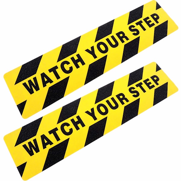 2 stk "Watch Your Step" Gulvmerker Dekaler 6 x 24 Tommer Advarsel S