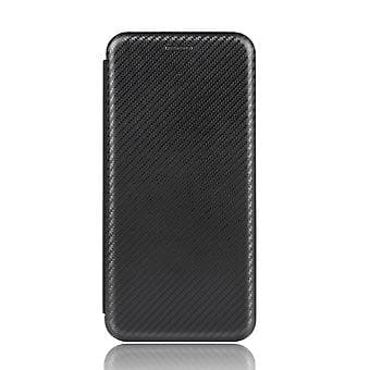 Til OnePlus 6T Kulfiber Læderetui (Sort)