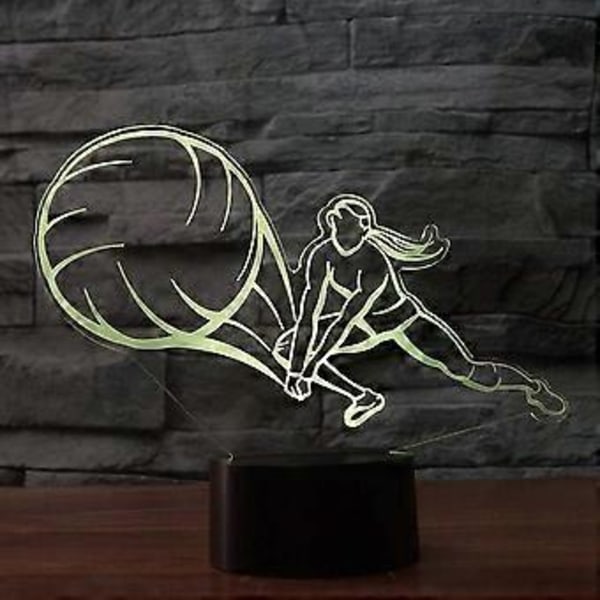 3D Volleyboll Nattlampa LED-lampa Illusion 7 Färgväxlande Touch Switch Bordsskiva Dekorationslampor Födelsedagspresent Akrylplatt ABS-bas USB Ca