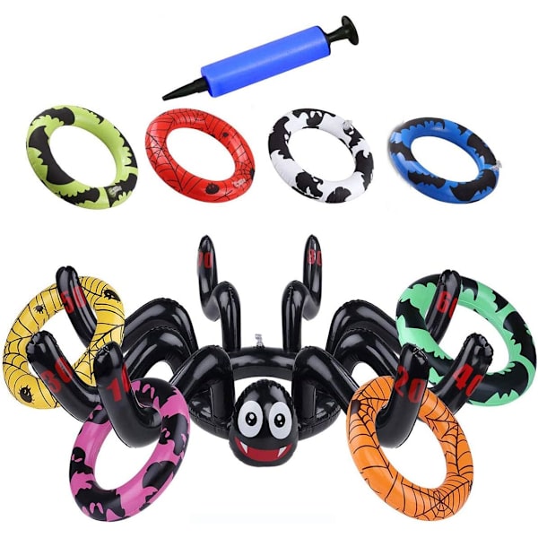Halloween Ring Toss Spelset, Uppblåsbara Spindlar Häxhatt Ring