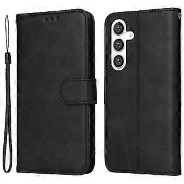 For Samsung Galaxy S24 Etui i PU-lær med kalveskinnsstruktur, stativ og folio (Stil A)