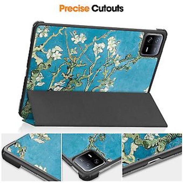 Malt farget smart lærveske for Xiaomi Pad 6 / 6 Pro (Aprikosblomst)