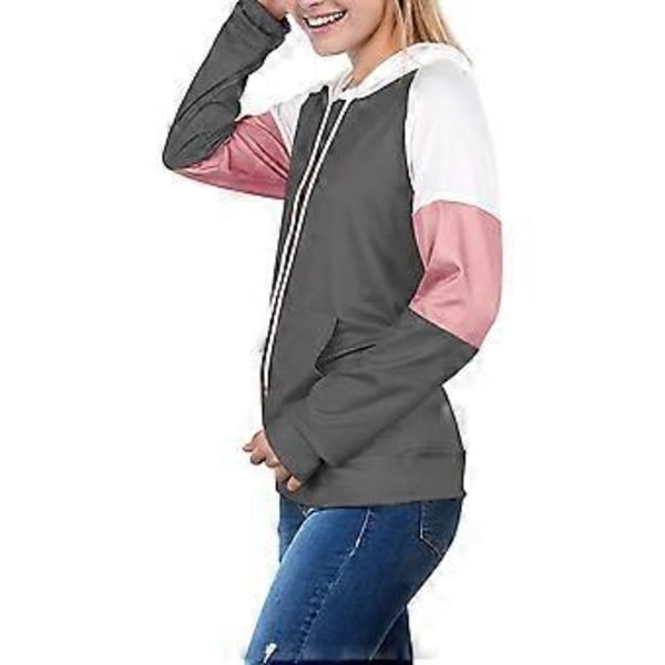 Färgglada huvtröjor för dam, långärmad sweatshirt med ficka för flickor
