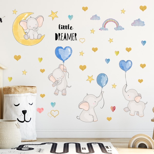 Decorative Wall Decal, 25x35cm Cartoon Elephant Sticker, Animals