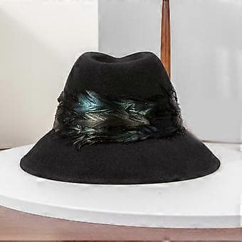 Fjerprydet uldfiskerhat Fedoras Hat til vinterbrug Bucket Hat Temafest Gentleman Hat Karneval Rekvisit Tilbehør