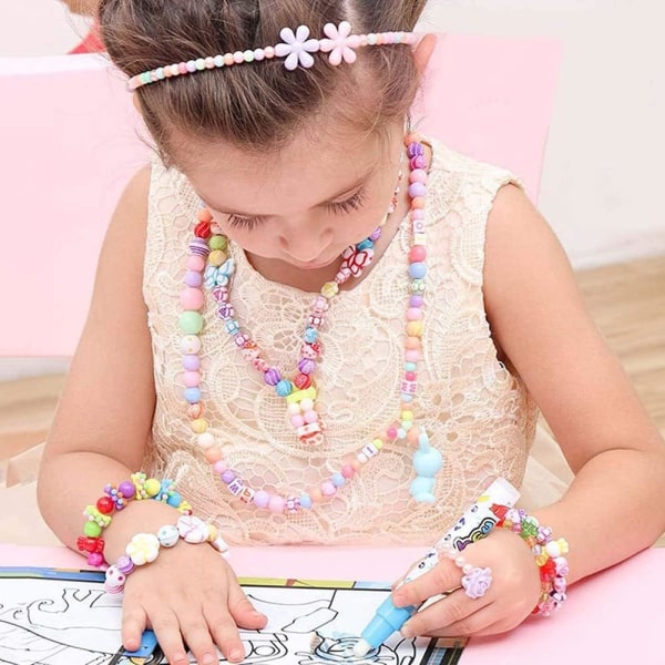 Kids DIY Beads Set DIY Armband Beads Kit Barnsmycken gör DIY Armband Halsband Kids for Makin