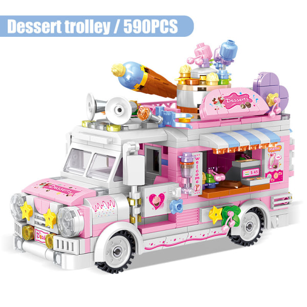 590 st Byggklossar för flickor, dessertvagn Lastbilsfordon Set