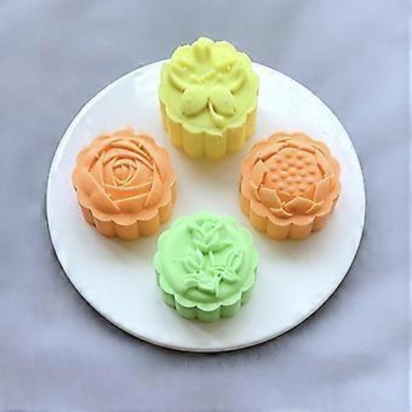 Plastik 75g Månekageform Midt-Autumn Festival Håndtryk Lotus Månekageforme DIY Dekoration Månekager Presseforme