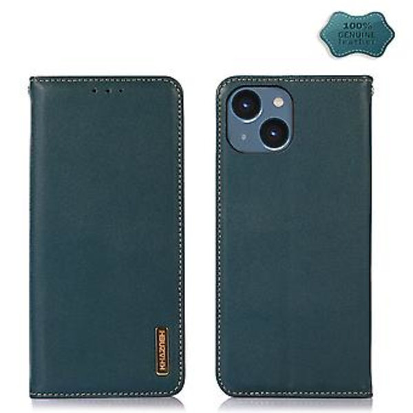 KHAZNEH Nappa-nahkainen puhelimen kuori iPhone 15 Plus:lle (Vihreä)