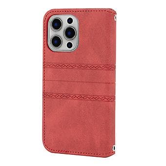 Præget Læderetui Til iPhone 15 Pro Max (Rød)
