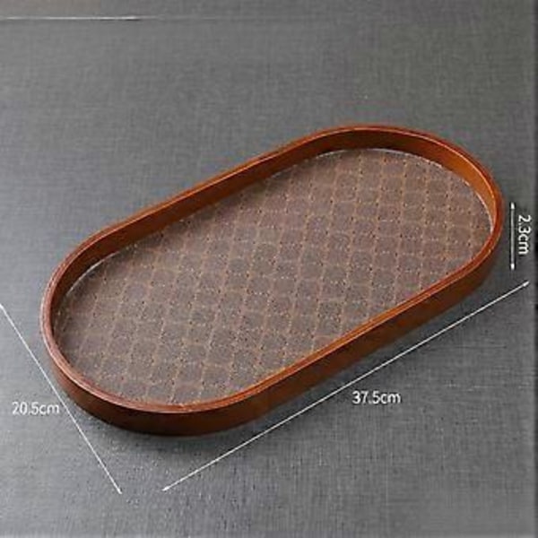 Träserveringsbricka Fruktbricka Snacksbricka Kopp- och Muggställ Cateringbricka Tebrikfrukostbricka för Vardagsrum (Oval)