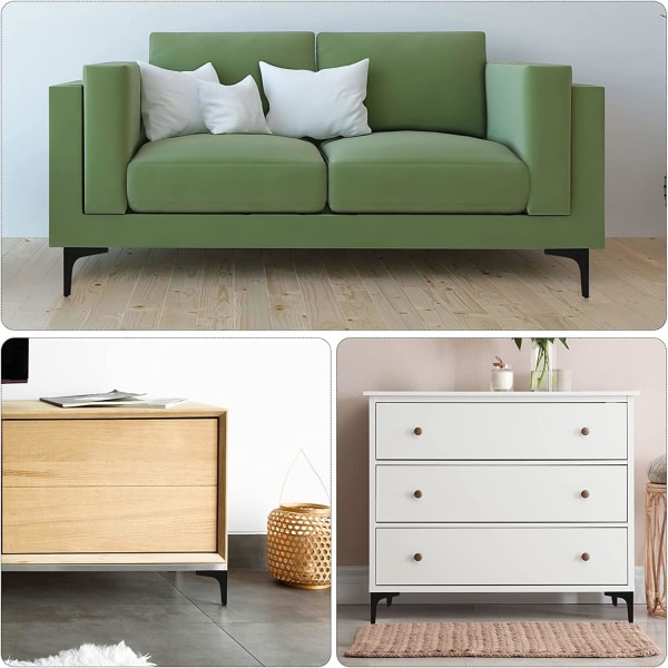 8 stk sorte møbelben i metall, 13 cm sorte sofaben, moderne møbelben i metall til sofa, bord,