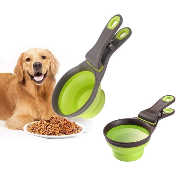 Multifunctional pet food spoon, 3 in 1 collapsible silicone