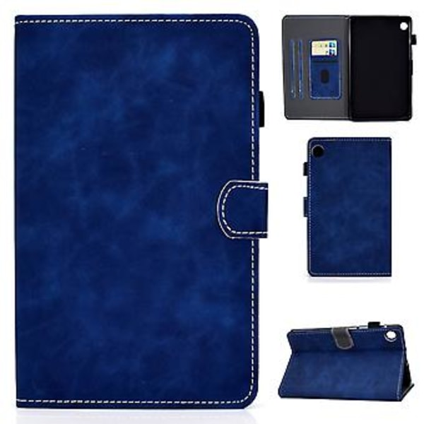 Tabletskydd i PU-läder med ko-hudsmönster för Samsung Galaxy Tab A9+ (Blå)