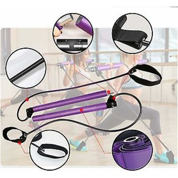 Justerbar Pilatesstav för Elastisk Muskeluppbyggnad, Höftlinje Kroppsskulptering, Yoga Träning, Pilater Kit med Elastiskt Band Fitness för Buk Midja Ben