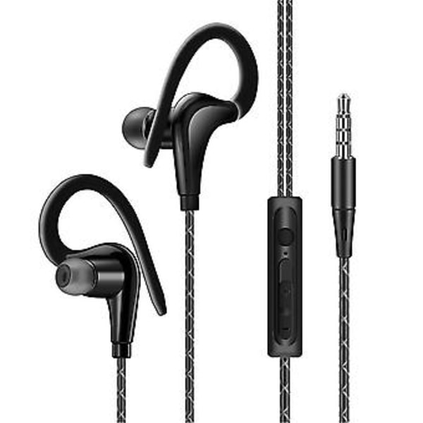 Kuulokkeet 3,5 mm urheilukuulokkeet Super Stereo -kuulokkeet Hienkestävät juoksukuulokkeet mikrofonilla Korvakoukku-kuulokkeet
