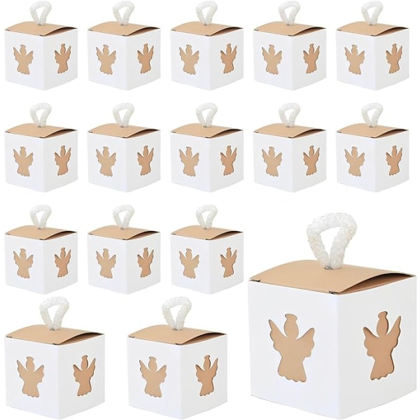 Pakke med 50 chokoladeæsker: små hvide og brune gaveæsker med