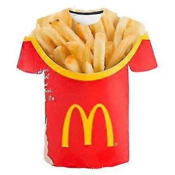Franske Pomfritter 3D-Printet T-Shirt Mænd Kvinder Sjov Tee T-shirt Oversize Stree(S B)
