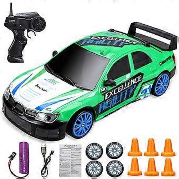 Rc Driftausauto, Kauko-ohjattava Nopea Kilpa-Driftausauto, 2.4ghz 4wd Sähköinen Urheilu Kilpa-Harrasteleluauto, Tarjous (Vihreä)