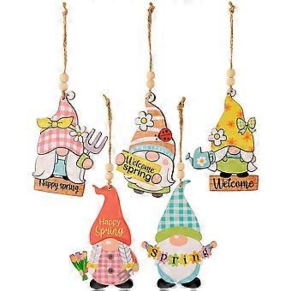 5 st Påsk Tomtar Träskylt Påsk Hängande Dörrskylt Tomte Hängande Ornament Blandad Stil