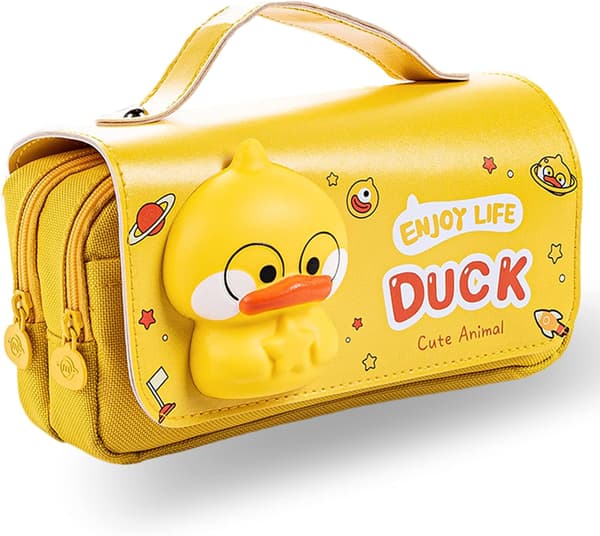 Pencil Case, Sød Gul And Pencil Case med Dekompression Legetøj,
